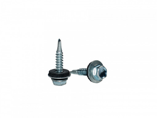 Autoforant zincat cu cap hexagonal si saiba EPDM (DIN 7504K) pentru fixare tabla pe otel