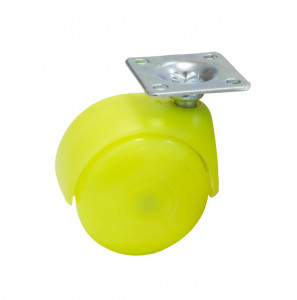 Rotila pivotanta pentru mobilier galbena FI 50 mm H 65 mm