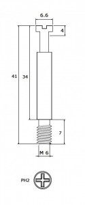 Tija demontabil filet metric model TR, M 6 mm, L=41/34 mm - Img 2