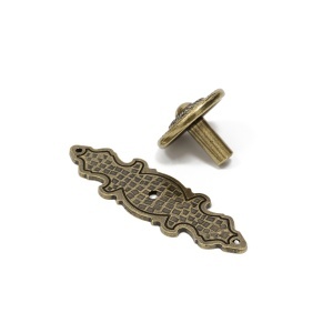Buton metalic cu sild pentru mobilier model Voluta, 30/85x30 mm, antic auriu - Img 5