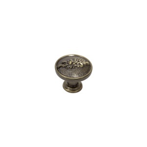 Buton metalic pentru mobilier, model SAFIRA, Ø 27.5x23.5 mm, antic auriu - Img 2