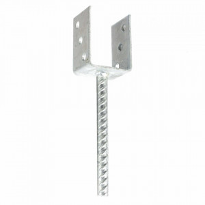 Papuc reazam metalic ingropat tip U cu picior, model 81P, otel zincat, g=4.0 mm, pentru stalpi din lemn de 80 | 100 | 120 | 140 mm - Img 4