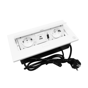 Priza incastrabila model VADO, 2 iesiri Schuko, 1x USB-A, 1x USB-C, 1x HDMI, cablu 1,5 m inclus, finisaj alb | aluminiu | negru - Img 4