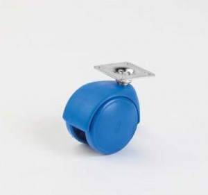 Rotila pivotanta pentru mobilier albastra FI 50 mm H 65 mm