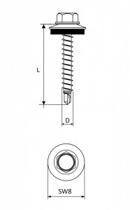 Autoforant vopsit RAL cu cap hexagonal si saiba EPDM (DIN 7504K) pentru fixare tabla pe lemn - Img 2