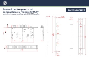 Broască pentru uși metalice și lemn, compatibilă cu mânere smart, interax Y68, cod 12200 - Img 3