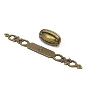 Buton metalic cu sild pentru mobilier model Rabat, 22/136x26 mm, antic auriu - Img 6