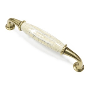 Maner ceramica model MURENA, 128 mm, finisaj antic auriu/alb