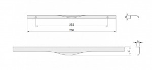Maner metalic aplicat pentru mobilier, model MOLINA, stil modern/minimalist, Lungime totala = 796 mm, finisaj negru mat