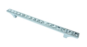 Maner metalic pentru mobilier, model Kubera, distanta dintre gauri = 160 mm, finisaj crom lucios/transparent - Img 1