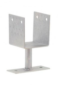 Papuc reazam metalic ingropat tip U cu picior, model 81P, otel zincat, g=4.0 mm, pentru stalpi din lemn de 80 | 100 | 120 | 140 mm - Img 5