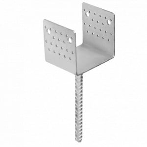 Papuc reazam metalic ingropat tip U cu picior, model 81P, otel zincat, g=4.0 mm, pentru stalpi din lemn de 80 | 100 | 120 | 140 mm - Img 1