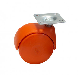 Rotila pivotanta pentru mobilier portocalie FI 50 mm H 65 mm