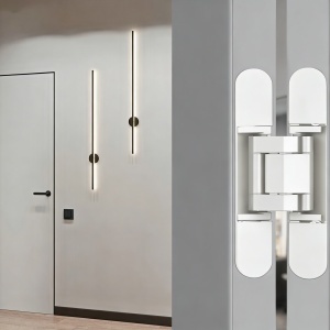 Balamă ascunsă reglabilă 3D pentru uși interior IFL 12089, 150 × 25 mm, set 2 buc, finisaj alb