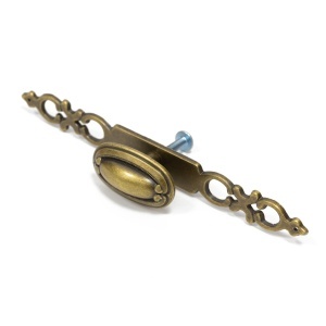 Buton metalic cu sild pentru mobilier model Rabat, 22/136x26 mm, antic auriu - Img 3