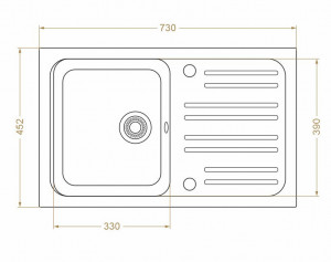 Chiuveta 740x460 mm, 1 cuva, finisaj puma - Img 2