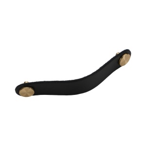 Maner piele cu insertii metalice pentru mobilier, model Pangu, distanta dintre gauri = 128 mm, finisaj negru/alama periata | maro/alama periata - Img 4