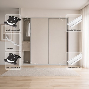 Pachet complet culisare pentru dressing | sifonier cu 2 usi, SCIVO 85, L=2000 mm, finisaj aluminiu