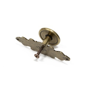 Buton metalic cu sild pentru mobilier model Voluta, 30/85x30 mm, antic auriu - Img 6