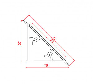 Inaltator triunghiular IFL IT pentru blat | Plinta antistrop triunghiulara pentru blat aluminiu | alb | negru