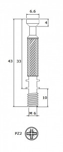 Tija demontabil filet metric model TR, M 6 mm, L=43/33 mm - Img 2