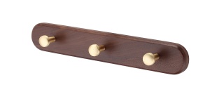 Cuier perete model TAPIO, 3 | 5 carlige, finisaj nuc/auriu mat - Img 1