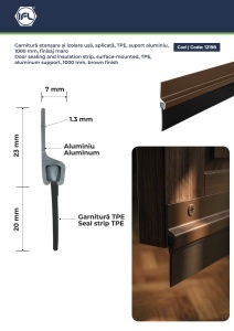 Garnitură etanșare și izolare ușă, aplicată, TPE, suport aluminiu, 1000 mm, alb / maro - Img 3