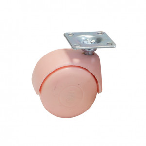 Rotila pivotanta pentru mobilier roz FI 50 mm H 65 mm