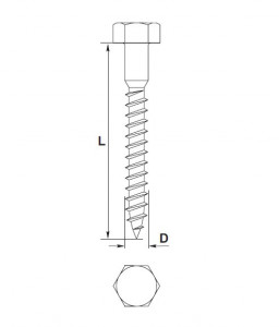 Surub cap hexagonal pentru lemn DIN 571, Ø 8 mm - Img 2