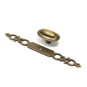 Buton metalic cu sild pentru mobilier model Rabat, 22/136x26 mm, antic auriu - Img 4