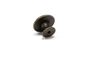 Buton metalic pentru mobilier model Ronda, Ø 28x20.5 mm, antic auriu / gri antic - Img 3