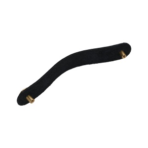 Maner piele cu insertii metalice pentru mobilier, model Pangu, distanta dintre gauri = 128 mm, finisaj negru/alama periata | maro/alama periata - Img 5