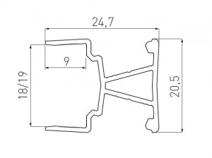 Profil aluminiu GLAX Mini pentru 2 benzi LED, PA-GLAXMNBDW3M-AL, max. 18 mm, L=3007 mm - Img 2
