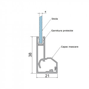 PROFIL SAMET ALUMINIU GEAM 38x21 2.8ML - DECOFIX - Img 2