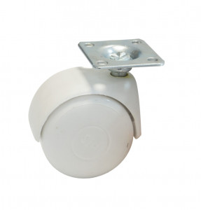 Rotila pivotanta pentru mobilier alba FI 50 mm H 65 mm