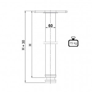 Set 4 picioare Solusa pentru blat masa, FI60x710 mm, finisaj antic auriu