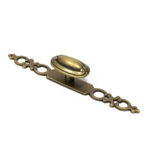 Buton metalic cu sild pentru mobilier model Rabat, 22/136x26 mm, antic auriu