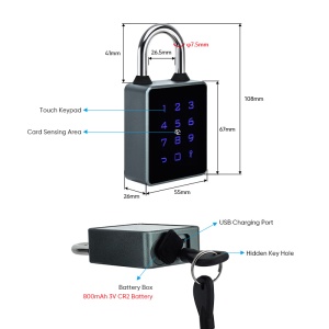 Lacăt smart TitanLock cu cifru, card și aplicație Tuya, IP65 - Img 2