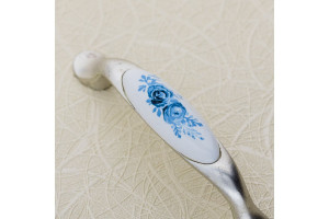 Maner ceramica model 728 UP-WP0728-PA-07, 96 mm, finisaj argintiu/trandafir albastru