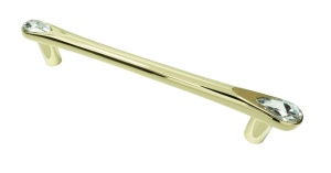 Maner metalic pentru mobilier, model Hiram, distanta dintre gauri = 128 mm, finisaj auriu lucios/transparent - Img 1