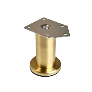 Picior mobilier reglabil din metal FI 42, finisaj auriu mat, 50 / 80 / 100 mm