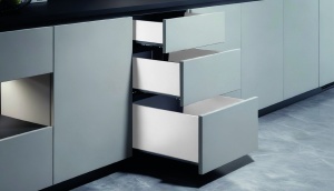 Set laterale metalice sertar IDEALBOX Slim ,H 93 mm, pentru glisiere cu reglaj 5D, L 300 - 500 mm, alb