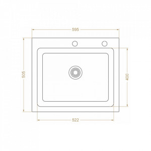 Chiuveta 600x500 mm, 1 cuva, finisaj cobra - Img 2
