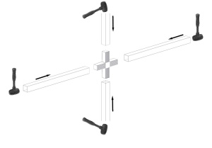 Element in forma de plus pentru imbinare 4 profile sistem Puzzle