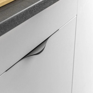 Maner metalic aplicat pentru mobilier, model MOLINA, stil modern/minimalist, Lungime totala = 496 | 596 | 796 mm, finisaj negru mat