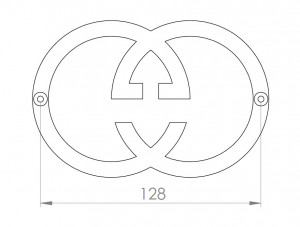 Maner model LISCIO, 128 mm, finisaj auriu - Img 3