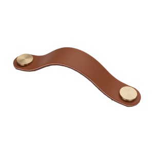 Maner piele cu insertii metalice pentru mobilier, model Pangu, distanta dintre gauri = 128 mm, finisaj negru/alama periata | maro/alama periata - Img 9