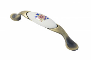 Maner retro ceramica flori rosii albastre