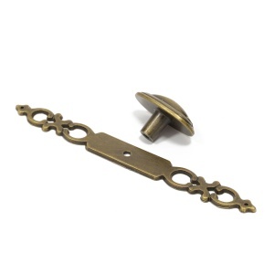 Buton metalic cu sild pentru mobilier model Rabat, 22/136x26 mm, antic auriu - Img 5