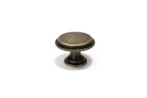 Buton metalic pentru mobilier model Ronda, Ø 28x20.5 mm, antic auriu / gri antic - Img 4